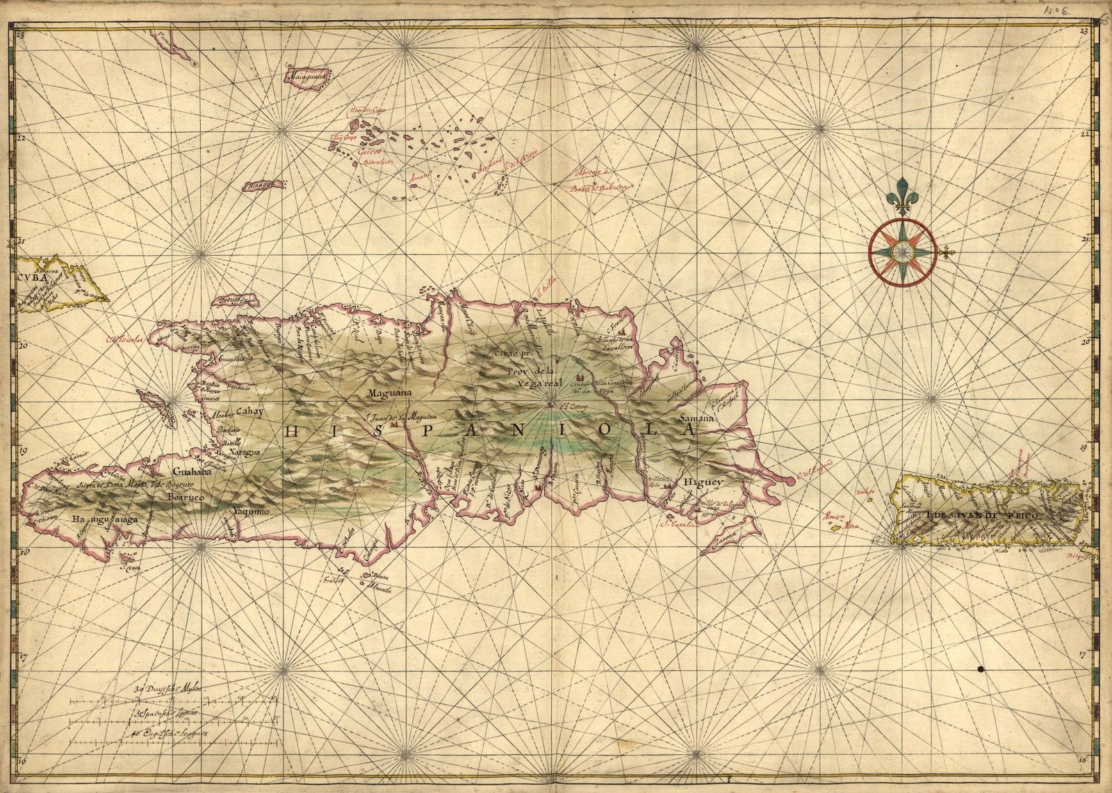 Map-of-the-islands-of-Hispaniola-and-Puerto-Rico-Joan-Vinckeboons-1639