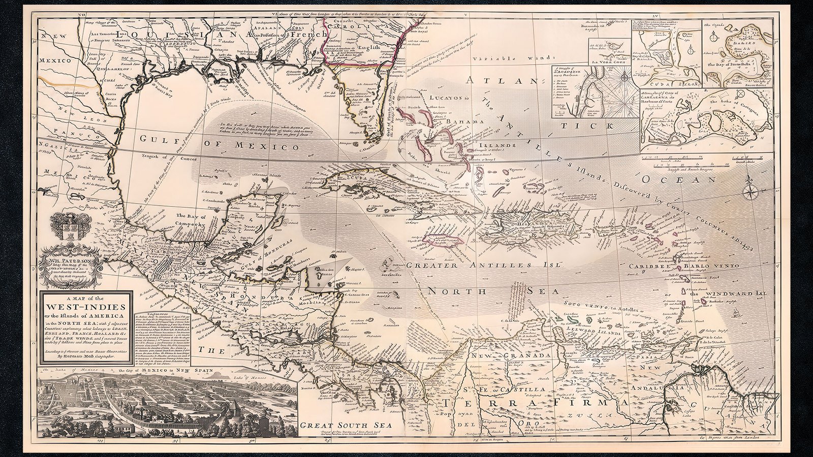 Map of Montserrat and the Leeward Islands Caribbean colonial era Queen Anne's War 1712 French attack